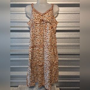 Beachsissy Elegant Floral Midi Dress in Brown and White